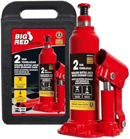 big red 2 ton 4000 lbs capacity hydraulic welded bottle jack with carrying storage case t90213