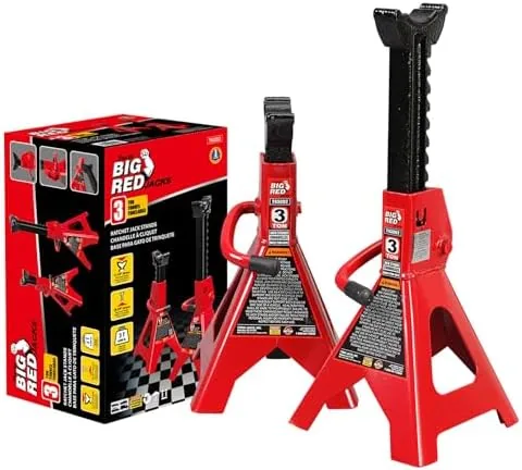 big red 3 ton 6000 lbs jack stands with adjustable lock car jack stand fit for vehicle red 2 pack