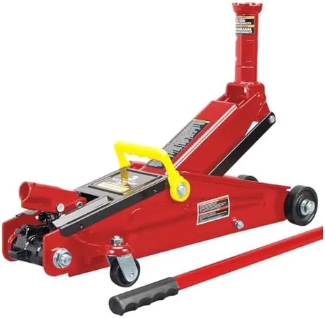 big red t83006 torin hydraulic trolley servicefloor jack with extra saddle fits suvs and extended height trucks 3 ton 6000 lb capacity red